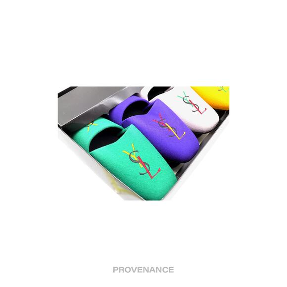🔴 Yves Saint Laurent YSL Logo 5 Slipper Box Set -Multicolor - Picture 2 of 7